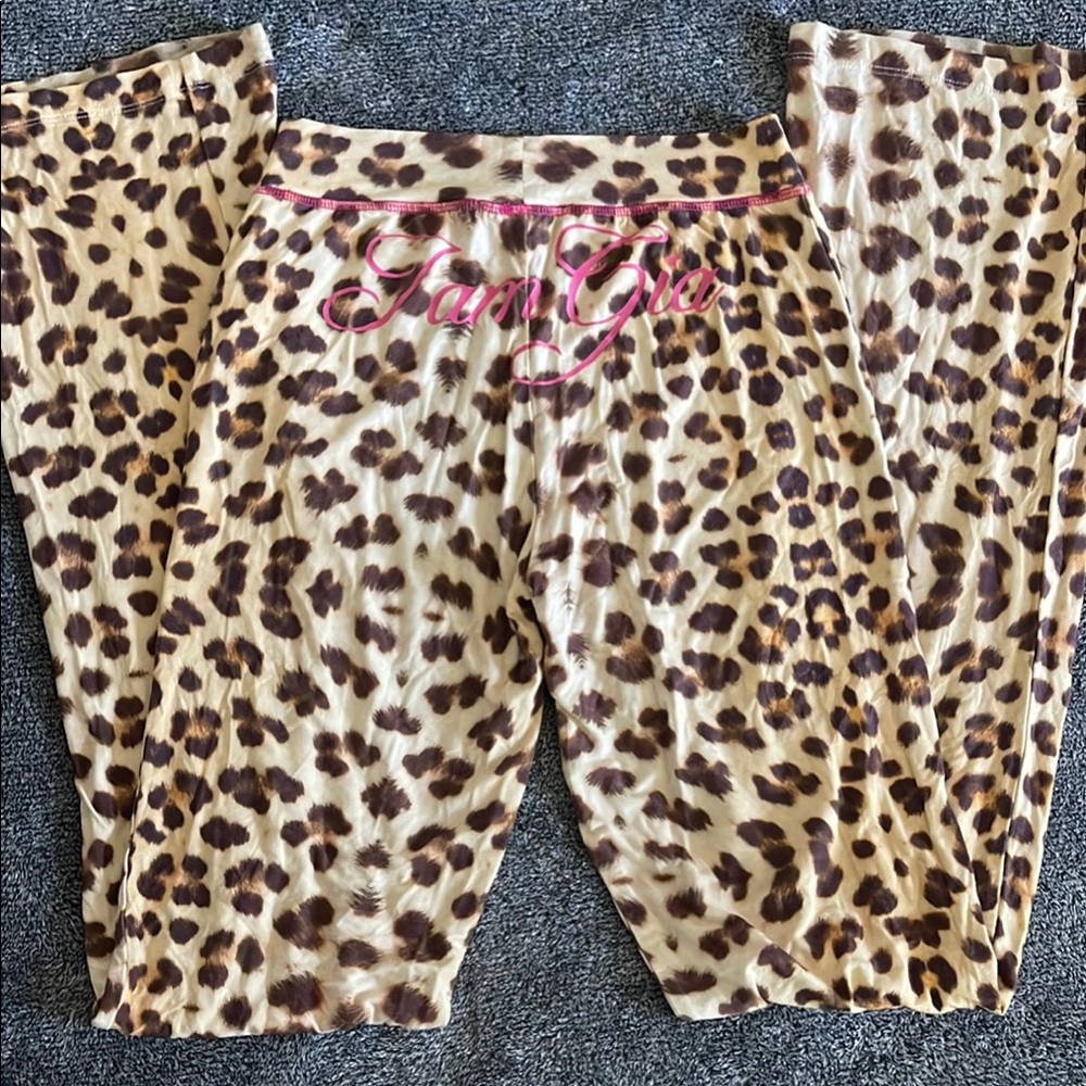 I.AM.GIA Leopard Print Pants with Pink Detail